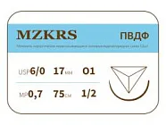 ПВДФ Premium 6/0, нить 75 см, игла 17 мм, обр.реж. 1/2 (12 шт) - нерассасывающийся шовный материал, хирургическая нить поливинилиденфторидная, 1712O1 (6-0) 75
