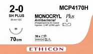 Монокрил Плюс 2/0, нить 70 см, игла 26 мм, кол. 1/2 (12 шт) - рассасывающийся шовный материал, фиолетовый, MCP4170H