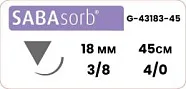 Sabana Sabasorb 4/0, нить 45 см, игла DS-18 18 мм, обр.реж. 3/8, пересекающийся (1 шт) - рассасывающийся шовный материал, фиолетовый, G-43183-45