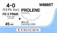 Prolene 4/0, нить 45 см, игла 19 мм, Прайм обр.реж. 3/8 (24 шт) - нерассасывающийся шовный материал, синий, W8885T