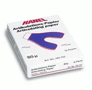 Бумага артикуляционная Hanel 80мкм 72 листа - U-образная форма. Цвет: синяя