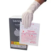 Перчатки латексные Benovy стерильные хирургические 7 M (1 пара)