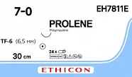 Prolene 7/0, нить 30 см, игла 6,5 мм, кол. 1/2 (12 шт) - нерассасывающийся шовный материал, синий, EH7811E