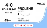 Prolene 4/0, нить 45 см, игла 16 мм, реж. 3/8 (12 шт) - нерассасывающийся шовный материал, синий, W525