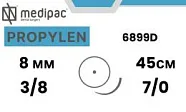 Полипропилен 7/0, 45 см, 2 иглы колющие 8 мм 3/8, 6899D (24 шт.), Medipac - шовный материал