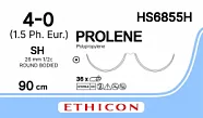 Prolene 4/0, нить 90 см, игла 26 мм х 2, кол. 1/2 (36 шт) - нерассасывающийся шовный материал, синий, Гемо-Сил, HS6855H