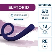 Elftorid 5/0, нить 75 см, игла 13 мм, кол. с кв.сеч. 3/8 (12 шт) - шовный материал, 50F7DRE13