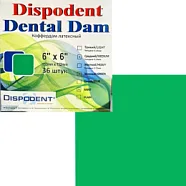 Коффердам латексный (Зеленый, Тонкий 0.14 мм) Dispodent Dental Dam, 152мм х 152мм (36 шт)