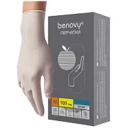 Перчатки Benovy нитриловые белые L (100шт)