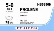 Prolene 5/0, нить 75 см, игла 17 мм х 2, кол. 1/2 (36 шт) - нерассасывающийся шовный материал, синий, Гемо-Сил, HS6856H