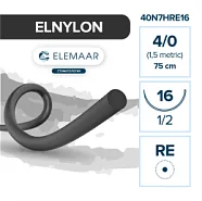 Elnylon 4/0, нить 75 см, игла 13 мм, кол. с квад.сеч. 1/2 (12 шт) - шовный материал, 40N7HRE16