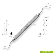 1301-93F Двухсторонний пародонтологический мерный зонд, шкалы ВОЗ+UNC-15. Эргономичная ручка Ø10мм.