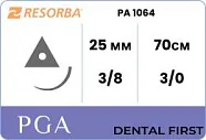 ПГА Ресорба 3/0 (HRT 25), нить 70 см (1 шт) - рассасывающийся шовный материал, фиолетовый, PA 1064