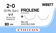 Prolene 2/0, нить 90 см, игла 26 мм х 2, кол.-реж. 1/2 (12 шт) - нерассасывающийся шовный материал, синий, W8977