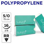 Polypropylene 5/0, нить 75 см, игла 16 мм, обр.реж. 3/8 (12 шт) - нерассасывающийся шовный материал, PM75016F4