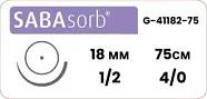 Sabana Sabasorb 4/0, нить 75 см, игла HR-18 18 мм, тупоконечная 1/2 (1 шт) - рассасывающийся шовный материал, фиолетовый, G-41182-75