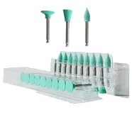 Полиры силиконовые Ensmart Pin Ассорти (зел. сред.), 30шт. (пуля,чашка,диск) на метал.ножке, (ENPS 70/1,2,3), Kagayaki