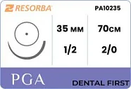 ПГА Ресорба 2/0 (3) (HR 35), нить 70 см, игла 35 мм, кол. 1/2 (24 шт) - рассасывающийся шовный материал, фиолетовый, PA10235K