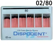 Штифты гуттаперчевые, конусность .02, №80 (120 шт.), Dispodent