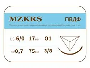 ПВДФ Premium 6/0, нить 75 см, игла 17 мм, обр.реж. 3/8 (12 шт) - нерассасывающийся шовный материал, хирургическая нить поливинилиденфторидная, 1738O1 (6-0) 75