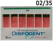 Штифты гуттаперчевые, конусность .02, №35 (120 шт.), Dispodent