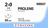 Prolene 2/0, нить 90 см, игла 17 мм х 2, кол.-реж. 1/2 (12 шт) - нерассасывающийся шовный материал, синий, W8937