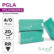 Polyglactine 910 4/0, нить 75 см, игла 20 мм, обр.реж. 3/8 (12 шт) - рассасывающийся шовный материал, PGLA74020F4