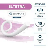 Eltetra 6/0, нить 45 см, игла 13 мм, обр.реж. 3/8 (12 шт) - шовный материал, 60T4DQ16