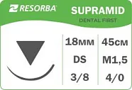 Супрамид 4/0 (DS 18), нить 45 см (1 шт) - нерассасывающийся шовный материал, синтетическая монофиламентная нить, 6142