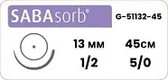 Sabana Sabasorb 5/0, нить 45 см, игла HR-13 13 мм, тупоконечная 1/2 (1 шт) - рассасывающийся шовный материал, фиолетовый, G-51132-45