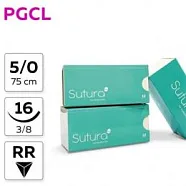 PGCL Poliglecaprone 25 5/0, нить 75 см, игла 16 мм, обр.реж. 3/8 (12 шт) - рассасывающийся шовный материал, игла 302, PGCL75016F4/906-014
