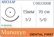 Моносин 5/0 (1), нить 70 см, игла 13 мм, кол. 1/2 (36 шт) - рассасывающийся шовный материал, фиолетовый, HR13, C0022008