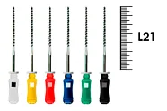 K-Flexofile ReadySteel 21мм №15-40 (6 шт), Dentsply Sirona - ручные файлы, каналорасширители, укороченный шаг, стерильный блистер, ассорти