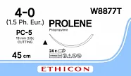 Prolene 4/0, нить 45 см, игла 19 мм, Прайм реж. 3/8 (24 шт) - нерассасывающийся шовный материал, синий, W8877T