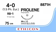 Prolene 4/0, нить 75 см, игла 17 мм, кол. 1/2 (36 шт) - нерассасывающийся шовный материал, синий, 8871H
