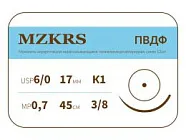 ПВДФ Premium 6/0, нить 45 см, игла 17 мм, кол. 3/8 (12 шт) - нерассасывающийся шовный материал, хирургическая нить поливинилиденфторидная, 1738K1 (6-0) 45
