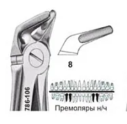 Щипцы №8, Surgicon - для удаления резцов и клыков нижней челюсти