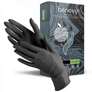 Перчатки Benovy нитриловые черные (100шт) XL