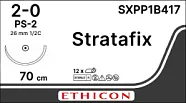 Stratafix Spiral PDS Plus 2/0, нить 70 см, игла 26 мм, кол. 1/2 (1 шт) - рассасывающийся шовный материал, SXPP1B417
