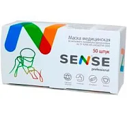 Маски Sense 3-х слойные Professional на резинке белые (50 шт)