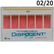 Штифты гуттаперчевые, конусность .02, №20 (120 шт.), Dispodent