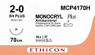 Монокрил Плюс 2/0, нить 70 см, игла 26 мм, кол. 1/2 (12 шт) - рассасывающийся шовный материал, фиолетовый, MCP4170H