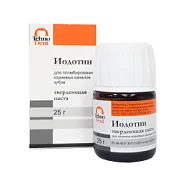 Йодотин нетвердеющая паста (25 гр) на основе йодоформа, хлорфенола, камфоры