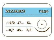 ПВДФ Premium 6/0, нить 45 см, игла 17 мм, кол. 3/8 (12 шт) - нерассасывающийся шовный материал, хирургическая нить поливинилиденфторидная, 1738K1 (6-0) 45