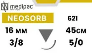 Неосорб (Neosorb) PGLA 5/0, 45 см, игла обратно-режущая 16 мм 3/8, 621 (24 шт.), Medipac - шовный материал