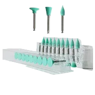 Полиры силиконовые Ensmart Pin Ассорти (зел. сред.), 30шт. (пуля,чашка,диск) на метал.ножке, (ENPS 70/1,2,3), Kagayaki