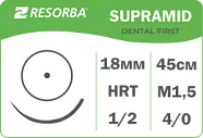 Супрамид 4/0 (1,5) (HRT 18), нить 50 см (1 шт) - нерассасывающийся шовный материал, синтетическая монофиламентная нить, 6061
