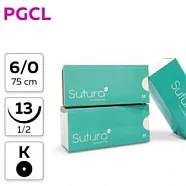 PGCL Poliglecaprone 25 6/0, нить 75 см, игла 13 мм, кол. 1/2 (12 шт) - рассасывающийся шовный материал, игла 302, PGCL76013B0/906-013