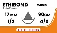 Ethibond Excel 4/0, нить 90 см, игла 17 мм х 2, кол.-реж. 1/2 - нерассасывающийся шовный материал, белый, W6915