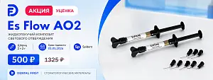 1 - Акция - Уценка Es Flow AO2, жидкотекучий композит светового отверждения, шприц 2 х 2 г., Spident срок (01.05.2026)